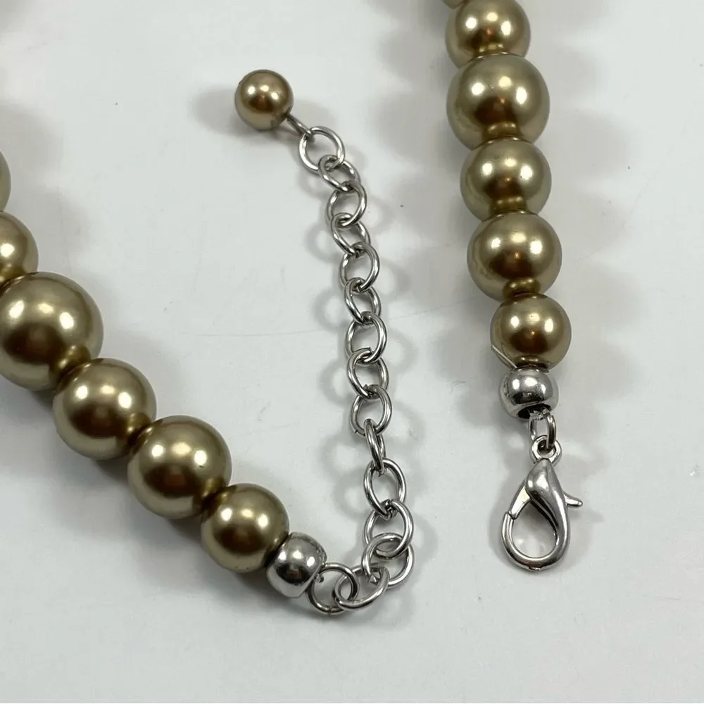 Glass Beaded Necklace Contempo Chic Gold Acrylic Beaded Dark Champagne Statement